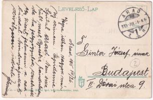 1915 Arad, József főherceg út és Andrássy tér, emeletes autóbusz, Első Magyar Általános Biztosító Tá...