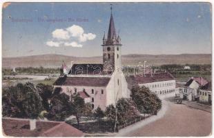 1915 Szászrégen, Reghin; Evangélikus templom. Bischitz J. kiadása / Lutheran church (apró lyukak / tiny pinholes)