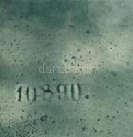 Szecessziós tájkép mintás mázas fajansz kínáló és váza pár, egész testet lefedő domború virágmintás ...