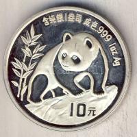 Kína 1990. 10Y/1oz Ag "Panda" T:PP