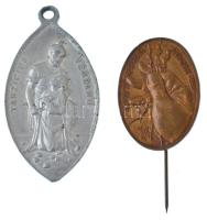 1983. Tavaszi Fesztivál Budapest 1983 bronz kitűző. Szign.:Tóth Amerigo (Imre) (30x22mm) + DN Tarzicius vértanú / Jézusom, örömöm Al medál füllel (42x25mm) T:AU,XF az egyiken kis ü.