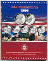 Amerikai Egyesült Államok 2006D 25c Cu-Ni (5xklf) Szövetségi Államok emlékérmék német nyelvű gyűjtőlapon T:UNC USA 2006D 25 Cents Cu-Ni (5xdiff) commemorative coins from the 50 State Quarters series on german language collectors sheet C:PP
