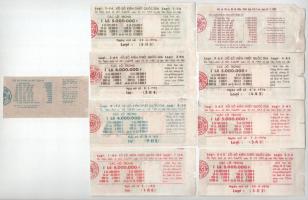 Vietnam 1971-1979. 9db-os sorsjegy tétel T:XF,VF
Vietnam 1971-1979. 9pcs of mixed lottery tockets C...
