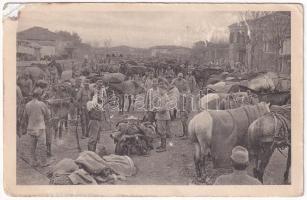 1918 Shkoder, Shkodra, Skadar, Skodra, Scutari, Skutari; Truppenlager auf dem Marktplatze. , Skutari; Vor einem türkischen Kaffeehaus. Welt-Press-Photo 1916.1792. / market, WWI K.u.k. soldiers (surface damage)