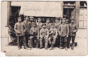 1915 Német katonák pünkösdi üdvözlete / WWI German military Pentecost greeting, soldiers. photo + K.D. Feldpoststation Nr. 31. (EM)