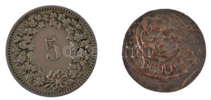 Livónia / Riga / Svéd megszállás 164?. 1 Solidus Ag "Krisztina" (0,44g) + Svájc 1897. 5r C...