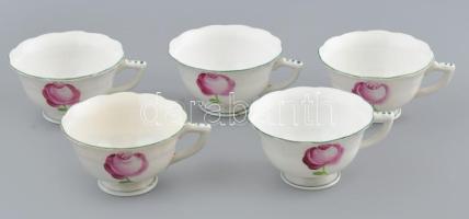 5 darab Herendi Tertia csésze, minimális kopottsággal, tűzhibával, m: 4 cm