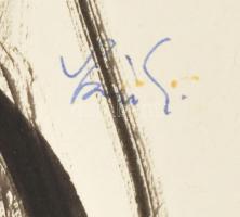 Szász Endre (1926-2003): Ülő hölgy. Tus, papír, jelezve jobbra lent, lap teteje papírra ragasztva, 2...