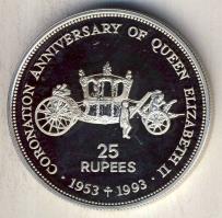 Seychelle-szigetek 1993. 25R Ag "II. Erzsébet koronázási évfordulója" T:PP