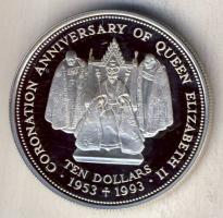 Fiji-szigetek 1993. 10$ Ag "II. Erzsébet koronázási évfordulója" T:PP