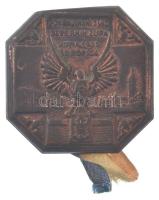 Jugoszlávia 1935. Szabadka 1935 Június bronz jelvény a hátoldalán T. KRIVAK-ZAGREB gyártói jelzéssel. Szign.: Rajkovic (35x35mm) T:VF Yugoslavia 1935. Pokrajinski slet severnih župa Subotica Juna 1935 bronze badge with T. KRIVAK-ZAGREB makers mark on the back. Sign.: Rajkovic (35x35mm) C:VF