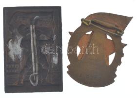 1950. "MHK (Munkára Harcra Kész)" zománcozott fém kitűző, hátoldalán "A 6763" so...