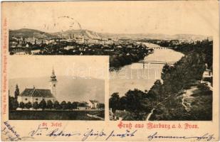 1900 Maribor, Marburg a. Drau; St. Josef / general view, bridges, church. Verlag Ferd. Weitzinger Photograph (fl)