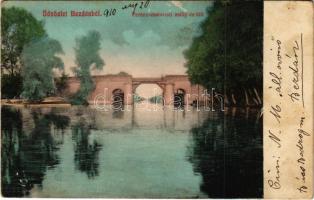 1910 Bezdán, Besdan, Bezdan (Zombor, Sombor); Ferenc-csatornai zsilip és híd. Ligeti Dávid kiadása / dam, bridge (fa)
