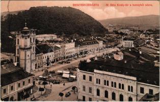 1916 Besztercebánya, Banská Bystrica; IV. Béla király tér a toronyból nézve, piac, Kohn József, Löwy Ferenc üzlete. Machold F. kiadása / square, market, shops (EK)