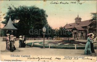 1906 Békéscsaba, Csaba; Széchenyi ligeti körönd. Montázs hölgyekkel. Corvina könyvkereskedés kiadása (fl)
