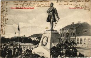 1906 Békéscsaba, Kossuth szobor koszorúkkal (Rb)