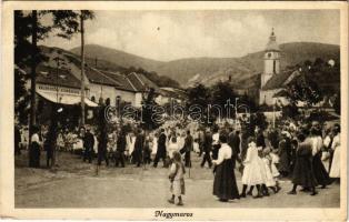 1925 Nagymaros, Fő tér, Waldvogel cukrászda, körmenet (EK)