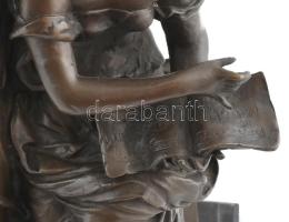 Leonardo? Rossi: Éneklő hölgyek, bronz, jelzéssel, anyagba nyomott párizsi öntési pecséttel, apró po...