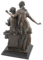 Leonardo? Rossi: Éneklő hölgyek, bronz, jelzéssel, anyagba nyomott párizsi öntési pecséttel, apró po...