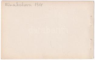 Rimakokova, Kokava nad Rimavicou; paplaki udvar és templom torony romjai az 1911. augusztus 3-i tűzv...