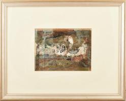 Bálint Endre (1914-1986): Cím nélkül, 1974. Monotípia, papír. Jelzett. Hátoldalán Bálint Endre autog...