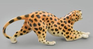 Royal dux leopárd. Kézzel festett, jelzett, hibátlan 22 cm
