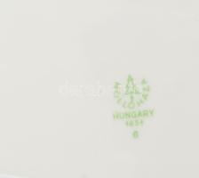 Hollóházi népi mintás süteményes készlet. Hat személyes. Matricás, jelzett, hibátlan tálca 38 cm, tá...