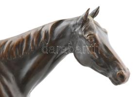 Ismeretlen szobrász: Ló talapzaton, patinázott öntött bronz, jelzés nélkül, kis polírozódással, h. 5...