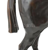 Ismeretlen szobrász: Ló talapzaton, patinázott öntött bronz, jelzés nélkül, kis polírozódással, h. 5...