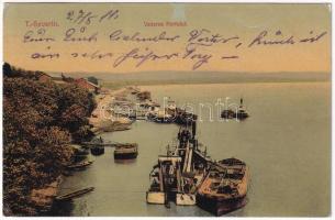 1911 Turnu Severin, Szörényvár; Vederea Portului / port, ships (EK)