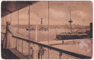 1912 Constanta, M.S. Regina pe terasa pavilionului / Marie of Romania on board at the port (EK)