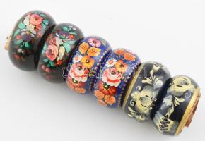 6 db festett fa szalvétagyűrű d: 4,5 cm