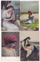 35 db RÉGI hölgy motívum képeslap vegyes minőségben / 35 pre-1945 lady motive postcards in mixed quality