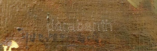 Horváth G. Andor (1876-1966): Pipázó hegedűs. Olaj, vászon. Jelzett. Dekoratív fakeretben. 39×24,5 c...