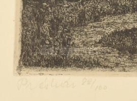 Scultéty Éva (1917-2001): Présház. Rézkarc, papír, jelzett, számozott (82/100). Kartonra kasírozva. ...