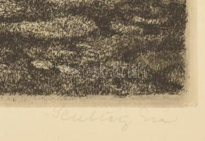 Scultéty Éva (1917-2001): Présház. Rézkarc, papír, jelzett, számozott (82/100). Kartonra kasírozva. ...