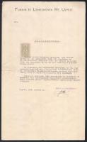 1938 Újpest, Frunir- és Lemezművek Rt. I. zsidótörvény miatti felmondó levele tisztviselő részére