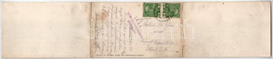 1915 Ivano-Frankivsk, Stanislawów, Stanislau; synagogue. 3-tiled folding panoramacard (fl)