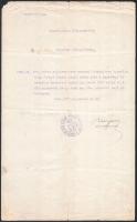 1917 Arad polgármestere, Varjasy Lajos, későbbi miniszter által aláírt irat