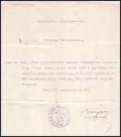 1917 Arad polgármestere, Varjasy Lajos, későbbi miniszter által aláírt irat