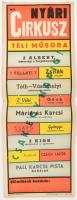cca 1950 Nyári cirkusz, plakát, hajtott, 70×25 cm