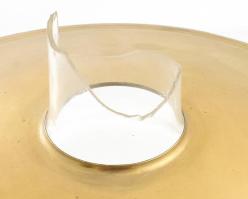 Rézlemez petróleum lámpa, sérült üveggel, jelzés nélkül, m: 38 cm