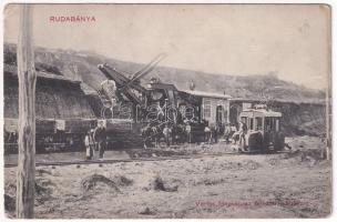 Rudabánya, Rudóbánya; Vasérc bánya, lóvontatású iparvasút, markológép, villamosmozdony, vonat. Vértes fényképész felvétele Miskolc (fa)