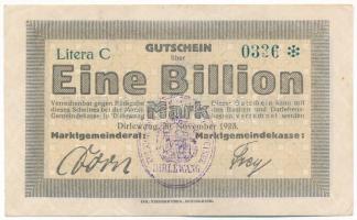 Németország / Weimari Köztársaság / Dirlewang 1923. 1.000.000.000M T:F Germany / Weimar Republic / Dirlewang 1923. 1.000.000.000 Mark C:F