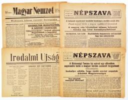 1956 4 db klf 56-os újság (Magyar Nemzet, Irodalmi Újság, stb.), az egyiken beszakadás, de teljes