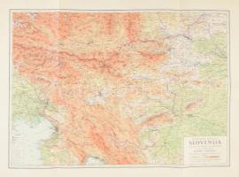 1972 Szlovénia topográfiai térkép, 1:500.000, 46,5x62,5 cm, apró lapszéli szakadásokkal