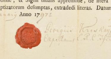 1797 Nagyszombat Kreskay György pecséttel és aláírással ellátott anyakönyvi kivonat