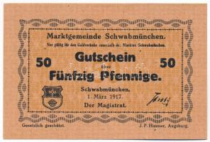 Németország / Weimari Köztársaság / Schwabmünchen 1917. 50pf T:AU Germany / Weimar Republic / Schwabmünchen 1917. 50 Pfennig C:AU