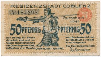 Németország / Weimari Köztársaság / Koblenz 1917. 50pf T:F Germany / Weimar Republic / Koblenz 1917. 50 Pfennig C:F